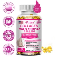 Collagen Complex 2500 Mg 5 Collagen Types I, II, III, V & X