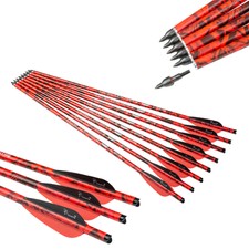 Boulons d'arbalète camouflage rouge 20 pouces tir à l'arc chasse flèches carbone boulons d'arbalète 12 pièces
