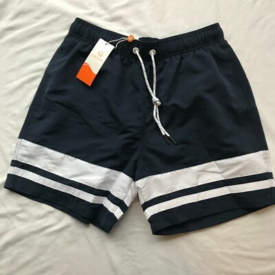 QRanss Men's Quick Dry Swim Trunk Shorts Size S, Navy Blue and