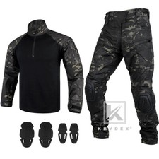 KRYDEX Gen4 Combat Uniform Tactical BDU Shirt Pants w/ Knee Pads Black MC Camo