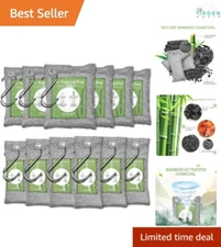 12 Pack Bamboo Activated Charcoal Bags Odor Moisture Absorber Natural Air Fre...