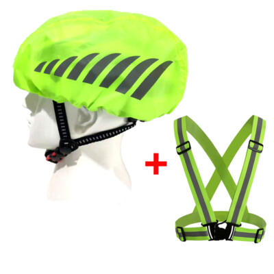 1x Helmüberzug 1x Warnweste Fahrrad Helmregenschutz Regenüberzug Sicherheitswest