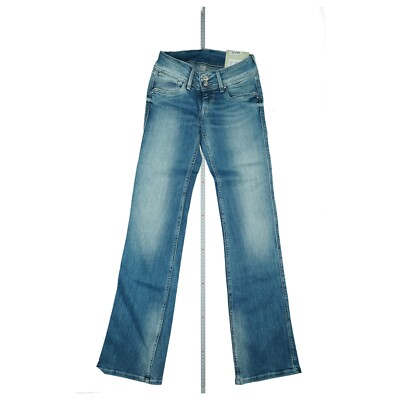 Pepe Jeans Grace Stretch Trousers Low Waist Regular Flare W25 L32 Used Hell Blue