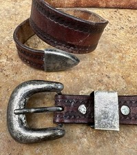 Mexico Sterling 925 Marked TR-70 Vtg. Ladies 1 Inch Leather Belt End Western