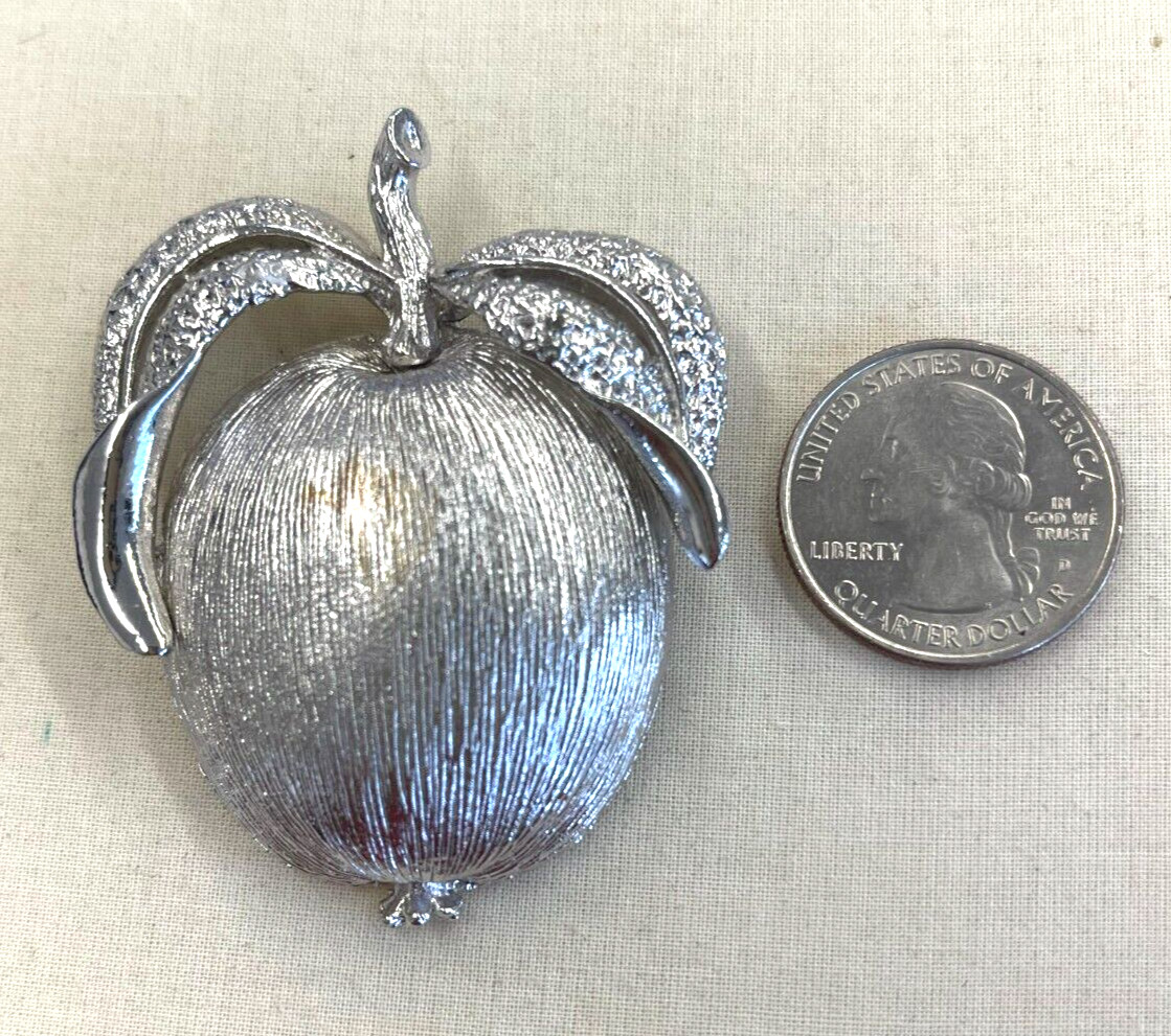 Vintage Sarah Coventry Apple Silver Tone Brooch - image 1