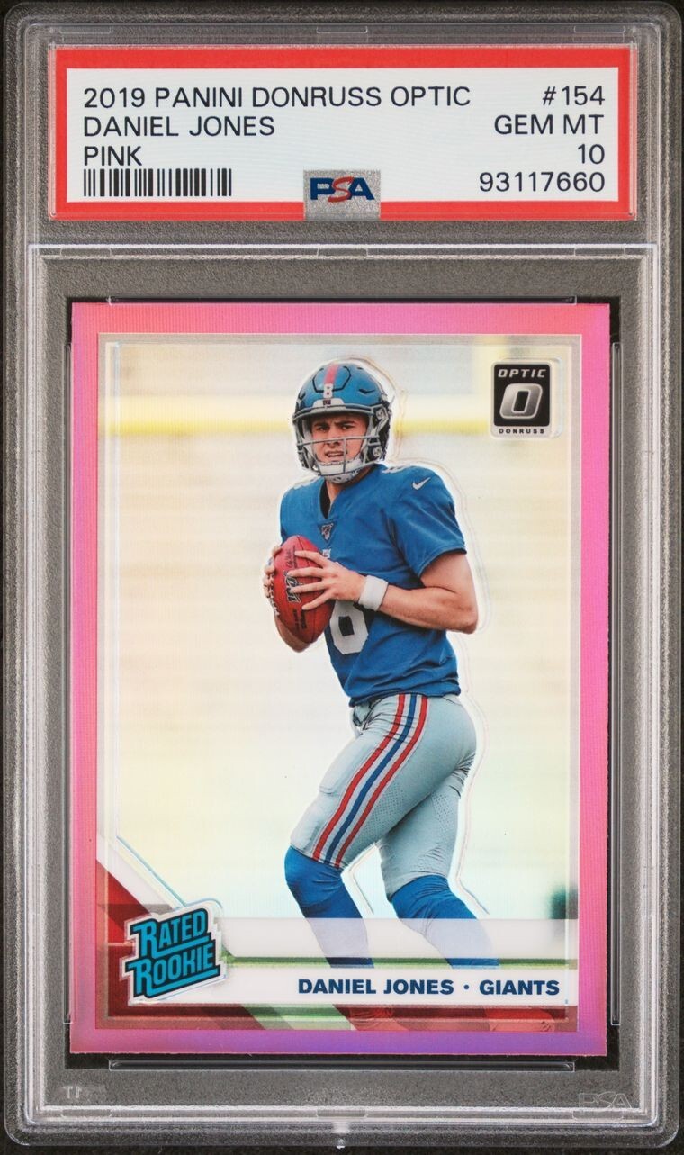 2019 Donruss Optic DANIEL JONES Rated Rookie Pink Holo #154 PSA 10 Giants