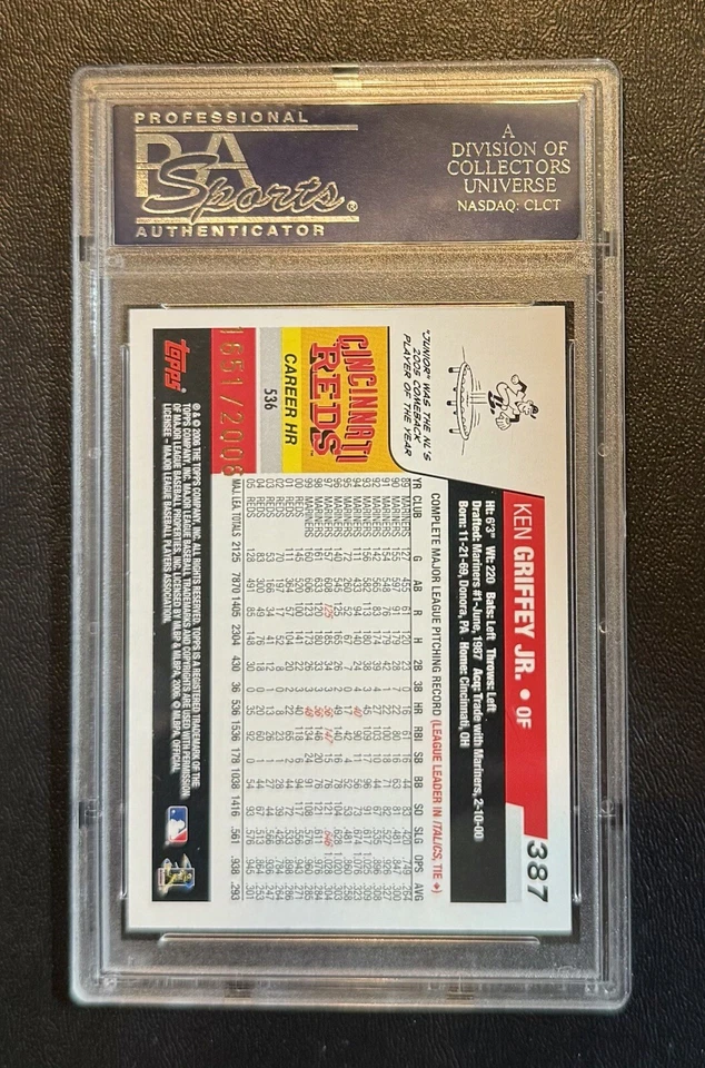 2006 Topps Ken Griffey Jr GOLD SP /2006 PSA 8 #387 Cincinnati Reds LOW POP  - Image 2 of 2