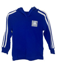 ADIDAS Toddler Boys Lightweight Blue Hoodie w/White Logo and Arm Stripes 2T