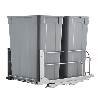 Double Pullout Waste Container Kitchen Trash Can with Soft Close Grey 35QTx2