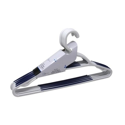 Durable Plastic Swivel Neck Non-Slip Clothes Hangers, White & Blue, 5-Pack for