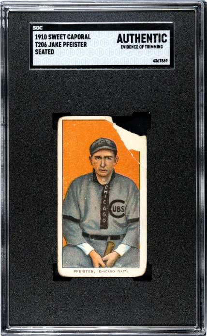 1909 T206 JACK PFIESTER NNO POOR SWEET CAPORAL 350 SEATED SGC A CHICAGO CUBS