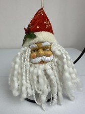 Vintage Santa Claus Head Christmas Ornament Long White Beard Tree Decor