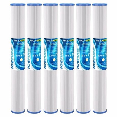 20 Micron 10''x2.5'' Washable Pleated House Sediment Water Filter 6 Pk ECP20-20