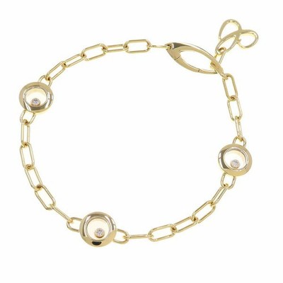 AUTH CHOPARD HAPPY DIAMONDS ICON BRACELET 85A117 18K YELLOW GOLD WOMEN'S F/S