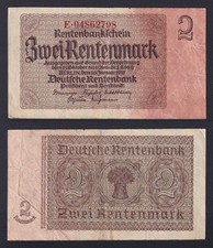 Germany Banknote 2 Rentenmark 1937 P.-174b BB/VF