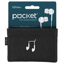 UT Wire Pocket Snap  Store Earphone Case Pouch, Black Earbud Case,