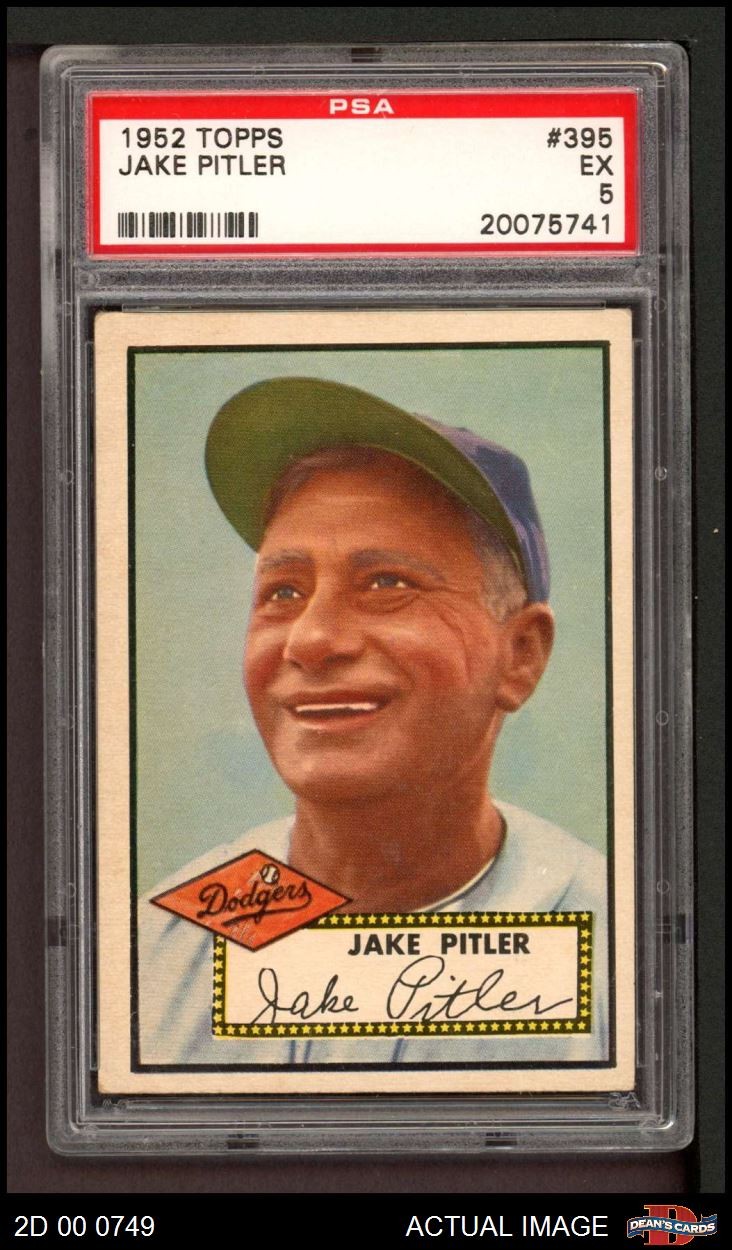 1952 Topps #395 Jake Pitler Dodgers PSA 5 - EX