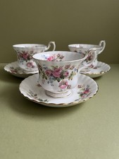 Royal Albert “Moss Rose” Cups & Saucers X 3  First Quality.