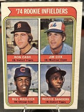 1974 Topps Rookie Infielders #600 Bill Madlock Jim Cox Ron Cash Reggie Sanders