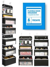 6-Tier Over The Door Storage Organizer, Flexible 1 Split into 2 Swing-Proof H...