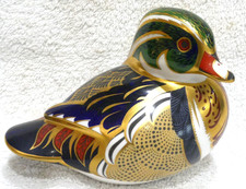 BEAUTIFUL ROYAL CROWN DERBY CAROLINA DUCK BIRD PAPERWEIGHT GOLD STOPPER 1st QLTY