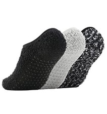 Slipper Socks for Women with Grippers Non Slip One Size 3pair2 Blackgreymix