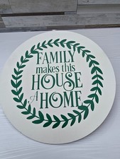 Image of Wood handmade family themed sign white door sign, new family gift