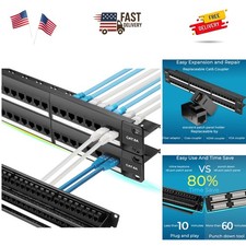 Cat6A 48 Port Ethernet Patch Panel - Easy Installation and Flexible Connectivity