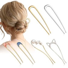 6 PCS French Hair Pins U-Shaped Hair Clips for Thick Hair 5.5 Inch Metal A