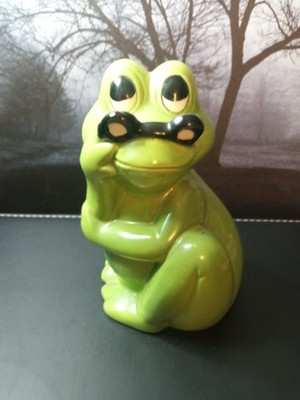 Giftcraft Green Frog Vintage With Glasses Piggy Bank Collectable Decor Items