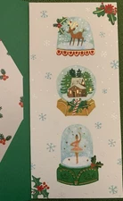 PAPYRUS Winter Snowglobes Christmas Cards Set of 16 ~ Tall ~ Holly envelopes NEW
