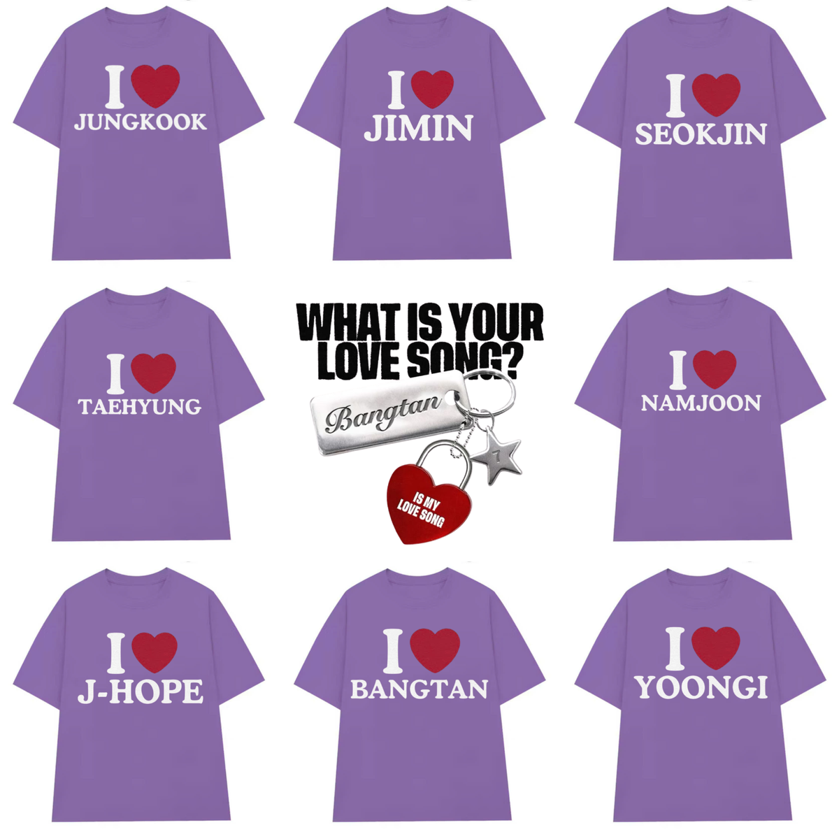 BTS ARIRANG T-SHIRT FOR FAN: I LOVE JUNGKOOK JIMIN V HOBI SUGA JIN