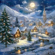 Diamond Art Club Snow Covered Village Diamond Painting