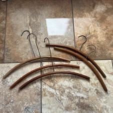 Vintage MCM Wood Curved Round Hanger - Lot Of 5 - Long Neck Fur Coat -16- 17in