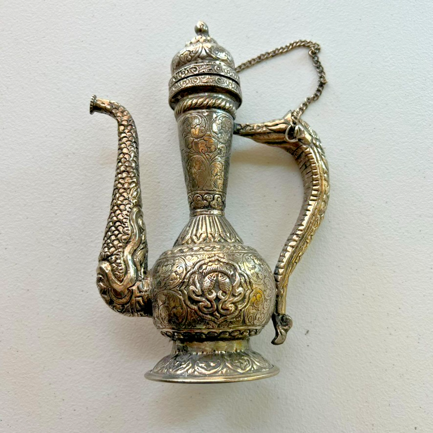 Antique Hand Crafted Repousse Silver Tea Pot Vessel 8