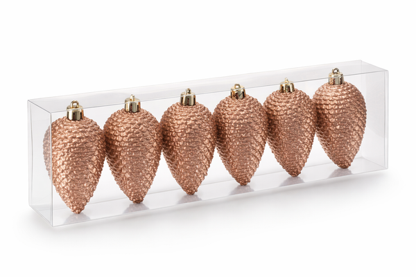 Christbaumschmuck Zapfen 6Er Set Braun 8 Cm Kunststoff Bruchfest Weihnachten-image