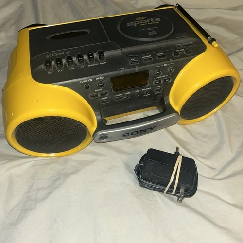 SONY CFD-970 Sports Yellow Boombox CD Cassette AM/FM Radio Vintage 1990s
