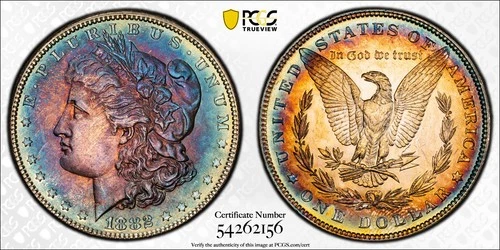 🌈1882 PCGS MS64 MORGAN DOLLAR SUPERB MONSTER -RAINBOW TONING (SEE VIDEO+PHOTOS)