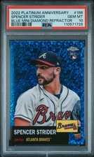 2022 Topps Chrome Platinum Blue Mini Diamond  /199 Spencer Strider RC PSA 10 GEM