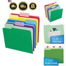 84370 File Folders with Erasable Tabs, 1/3 Cut Top Tab, Letter, Assorted Pack...