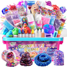 Confetti Slime Kit, Sparkling Slime Making Kit, DIY Craft Set with Clear Glue, C