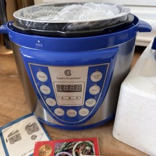 Cook's Essentials AQT-4 4Qt Electric Pressure Cooker Blue/Silver Timer w Rack