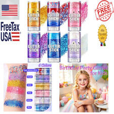 6 Pack Body Glitter Stick, Vibrant Colors Face Makeup for Festivals and Parties