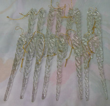 16 VINTAGE  CLEAR GLASS TWISTED / SPIRAL 5 1/2" ICICLE ORNAMENTS