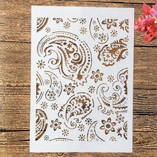 A4 Reusable Paisley Stencil Painting Floral Texture Layering 8.3x11.7 Inch