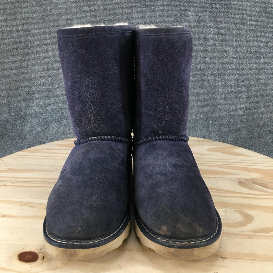 Bearpaw Boots Womens 7 Blue Winter Snow Suede Pull On Shearling Round Comfort - Image 4 of 4