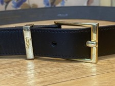 Vtg PIERRE CARDIN Blk Leather Cashmere Cowhide Soft Leather Belt Sz 32 Spain S M