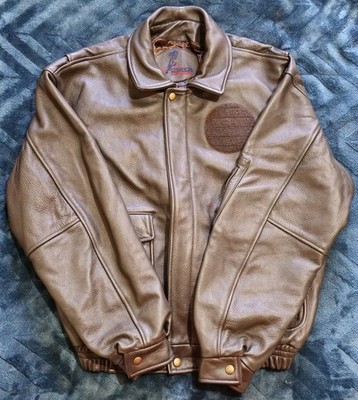 Brown Leather Pilots Jacket Cessna Citation Mustang Mens Size M
