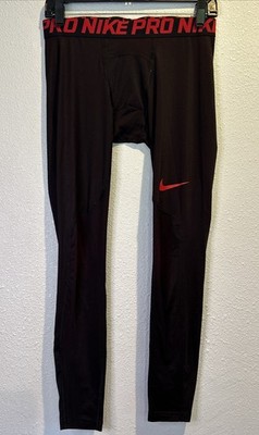 Nike Pro Compression Mens MEDIUM Black Red Dri-FIT Leggings AA3549-657