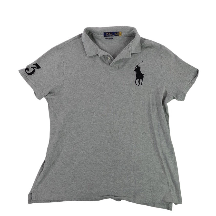 Polo Ralph Lauren Mens XXL Gray Big Pony Custom Slim Fit Short Sleeve Polo Shirt